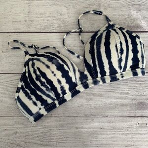 Athleta Striped Navy and White Bikini Swim Top Size S